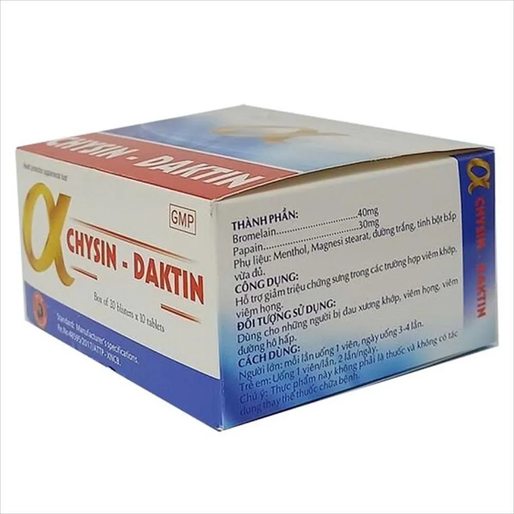 Alpha Chysin Daktin H/200v - Thuốc Giảm Sưng Viêm Họng, Viêm Khớp Hiệu Quả | Daktin Pharma